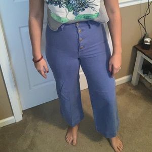 High waisted ankle blue pants